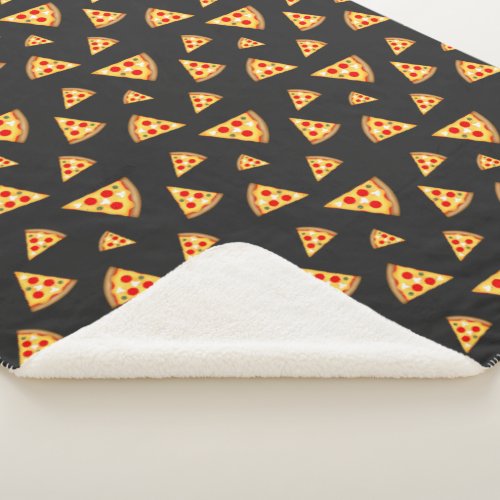 Cool and fun pizza slices pattern dark gray sherpa blanket