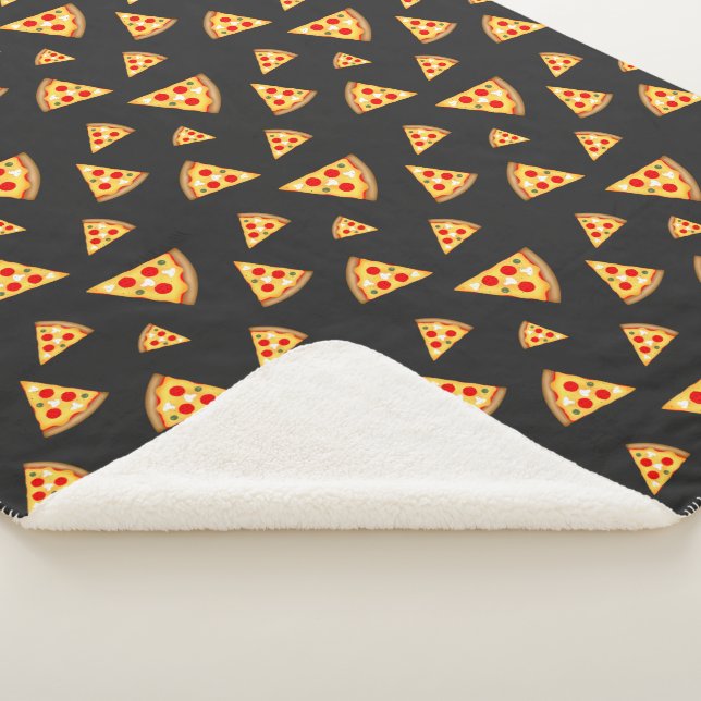 Cool and fun pizza slices pattern dark gray sherpa blanket (3/4)