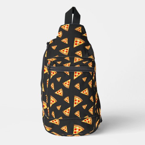 Cool and fun pizza slices pattern dark gray sling bag
