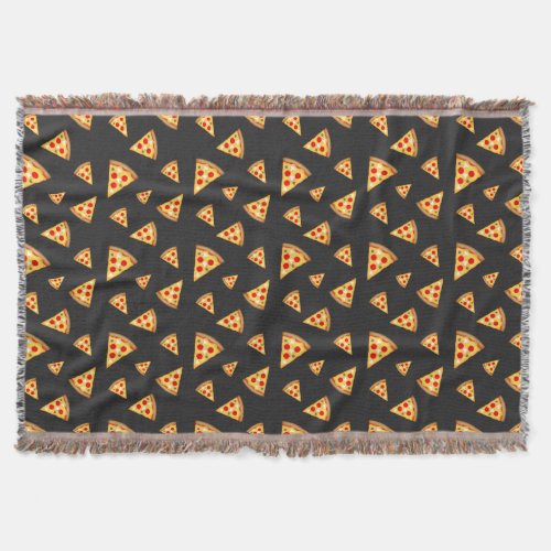 Cool and fun pizza slices pattern dark gray throw blanket