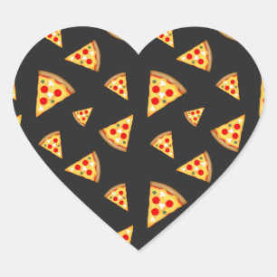 Cool and fun pizza slices pattern heart sticker