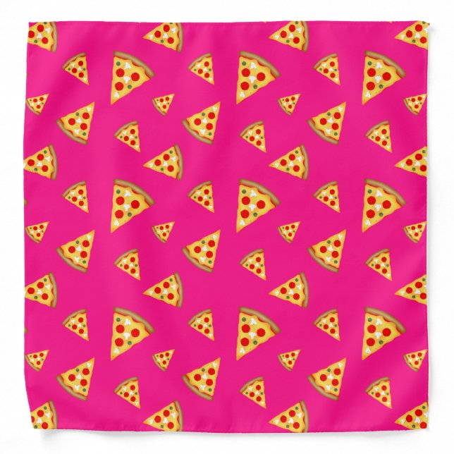 Cool and fun pizza slices pattern hot pink bandana (Front)