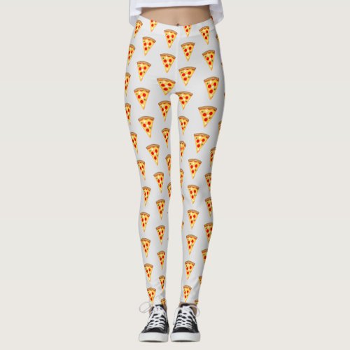 Cool and fun pizza slices pattern light gray leggings