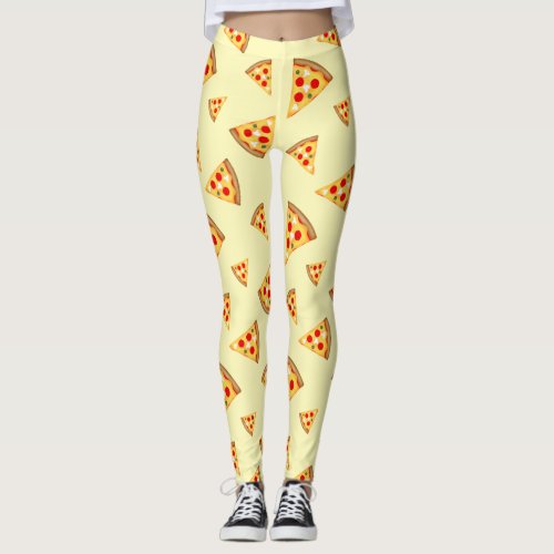 Cool and fun pizza slices pattern light yelllow leggings