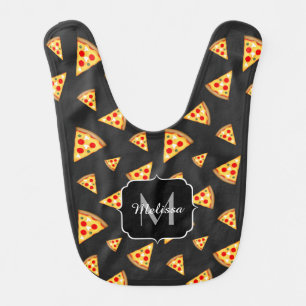 Cool and fun pizza slices pattern Monogram Bib