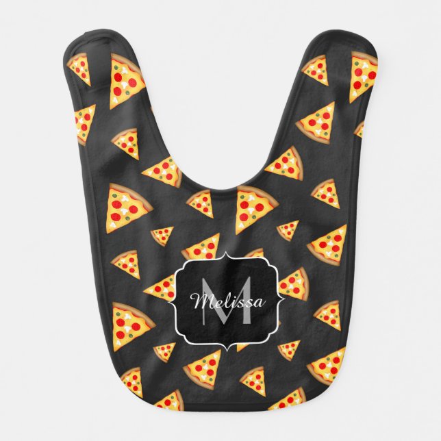 Cool and fun pizza slices pattern Monogram Bib (Front)