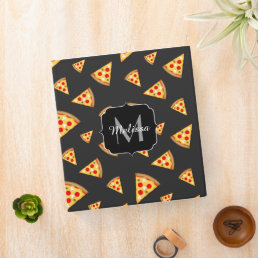 Cool and fun pizza slices pattern Monogram Binder