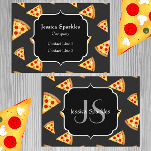Cool and fun pizza slices pattern Monogram Business Card