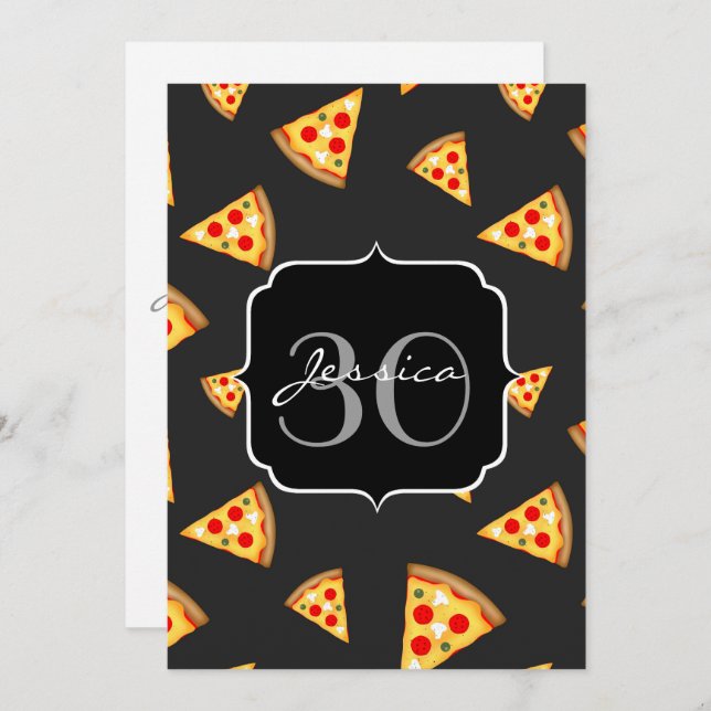 Cool and fun pizza slices pattern Monogram Invite (Front/Back)