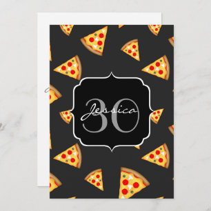 Cool and fun pizza slices pattern Monogram Invite
