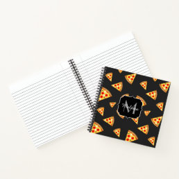 Cool and fun pizza slices pattern Monogram Notebook