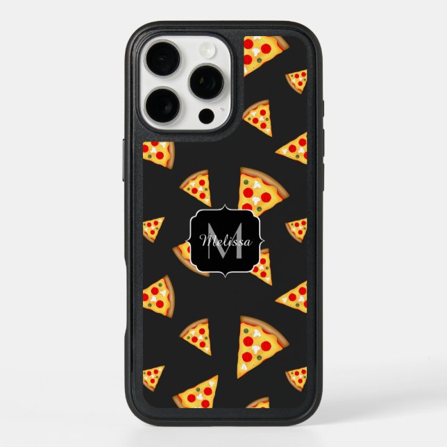 Cool and fun pizza slices pattern Monogram Otterbox iPhone Case (Back)
