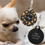 Cool and fun pizza slices pattern Monogram Pet ID Tag<br><div class="desc">Personalize with your pet's initial,  name,  address and your phone number. 
Cool and fun pizza slices pattern on dark gray - unique gift for foodies,  restaurateurs,  pizzerias.. Juicy vector made pizza with crunchy crust,  cheese,  salami,  champignon mushrooms,  olives and a sprinkle of oregano.</div>