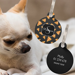 Cool and fun pizza slices pattern Monogram Pet ID Tag