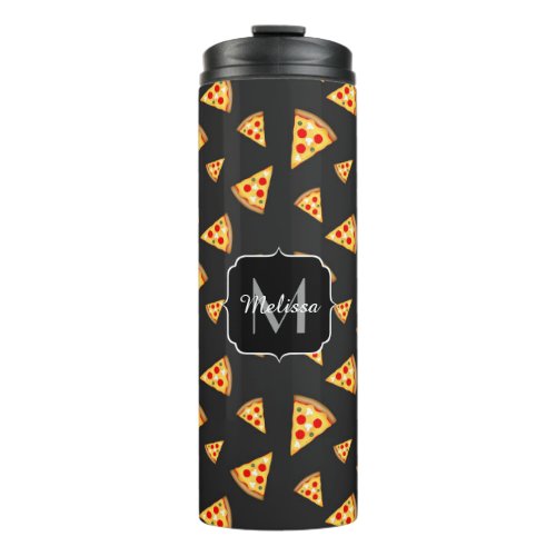 Cool and fun pizza slices pattern Monogram Thermal Tumbler