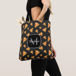 Cool and fun pizza slices pattern Monogram Tote Bag