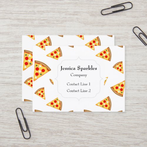 Cool and fun pizza slices pattern Monogram white Business Card