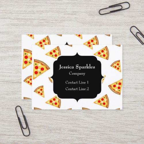 Cool and fun pizza slices pattern Monogram white Business Card