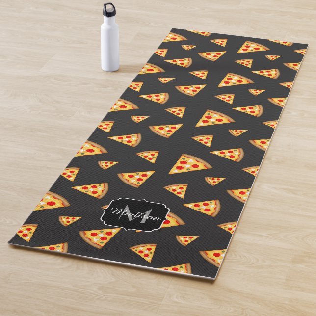 Cool and fun pizza slices pattern Monogram Yoga Mat (In Situ)