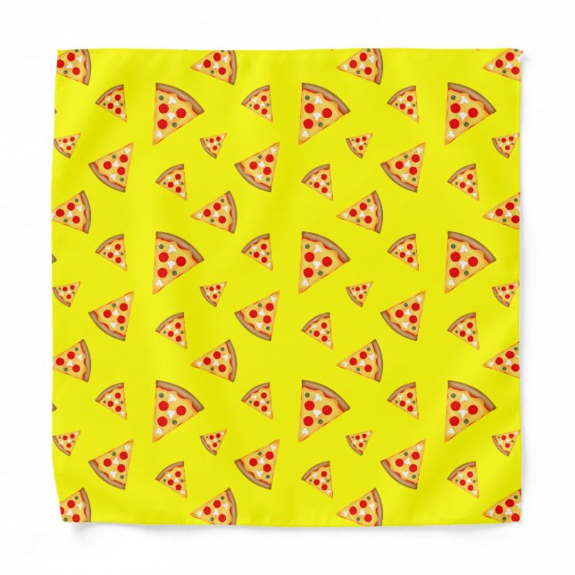 Cool and fun pizza slices pattern neon yellow bandana (Front)