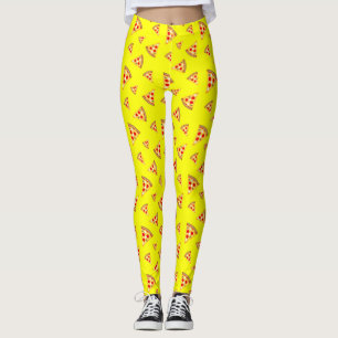 Cool and fun pizza slices pattern neon yellow leggings