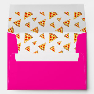 Cool and fun pizza slices pattern on hot pink envelope