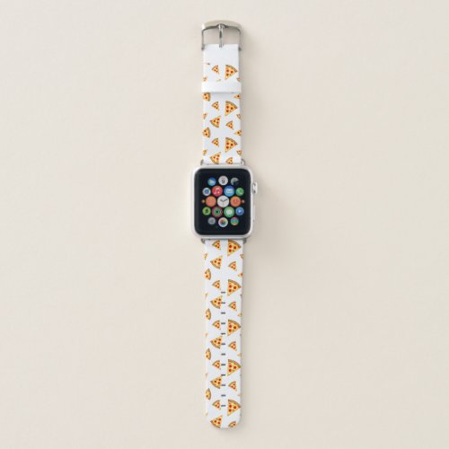Cool and fun pizza slices pattern on white apple watch band