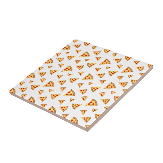 Cool and fun pizza slices pattern on white ceramic tile (Side)