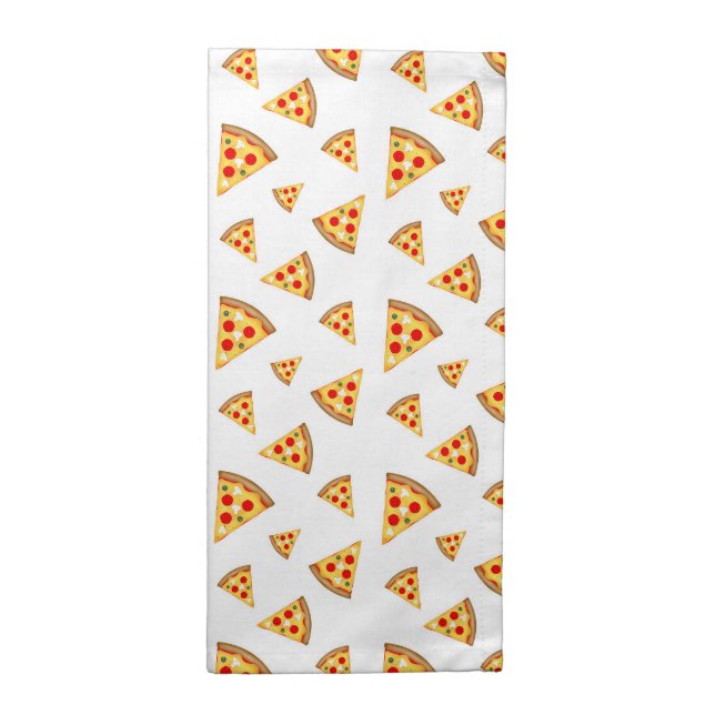 Cool and fun pizza slices pattern on white cloth napkin (Half Fold)
