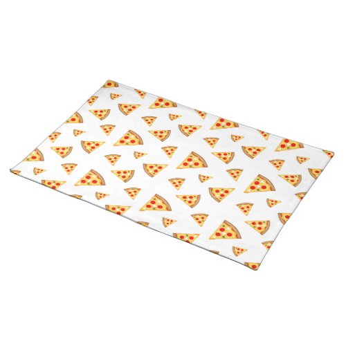 Cool and fun pizza slices pattern on white cloth placemat