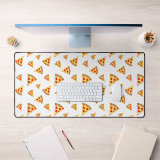 Cool and fun pizza slices pattern on white desk mat
