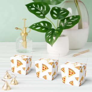 Cool and fun pizza slices pattern on white favor boxes
