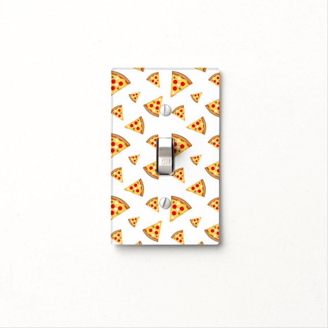 Cool and fun pizza slices pattern on white light switch cover (In Situ)