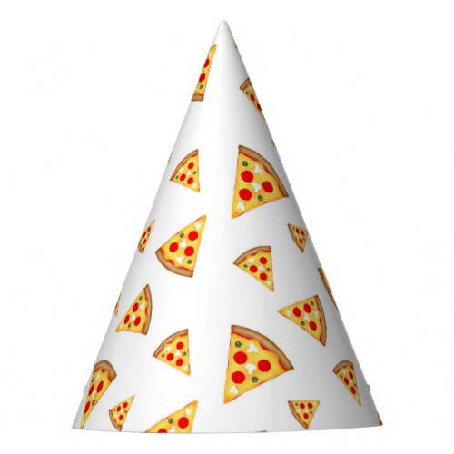 Cool and fun pizza slices pattern on white party hat