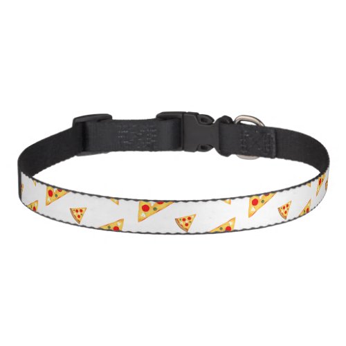 Cool and fun pizza slices pattern on white pet collar