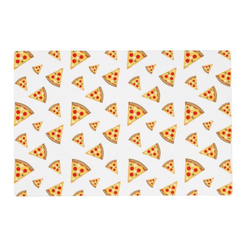 Cool and fun pizza slices pattern on white placemat