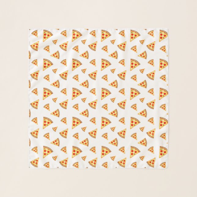 Cool and fun pizza slices pattern on white scarf (Front)