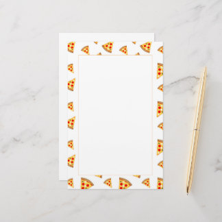 Cool and fun pizza slices pattern on white stationery