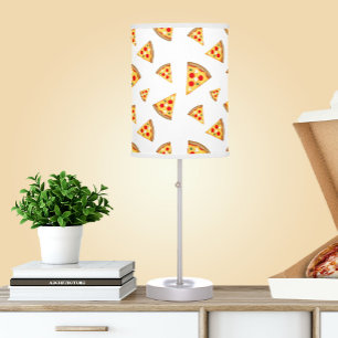 Cool and fun pizza slices pattern on white table lamp