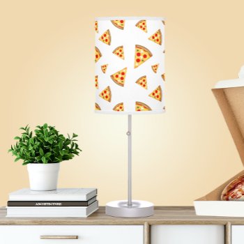 Cool And Fun Pizza Slices Pattern On White Table Lamp by PLdesign at Zazzle