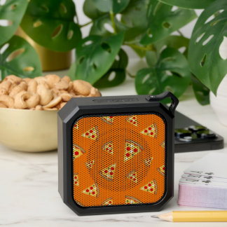 Cool and fun pizza slices pattern orange bluetooth speaker