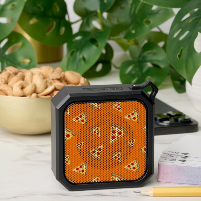 Cool and fun pizza slices pattern orange bluetooth speaker (Insitu(Table))