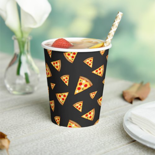 Cool and fun pizza slices pattern paper cups