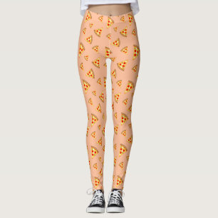 Cool and fun pizza slices pattern peach leggings