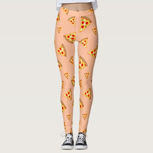 Cool and fun pizza slices pattern peach leggings