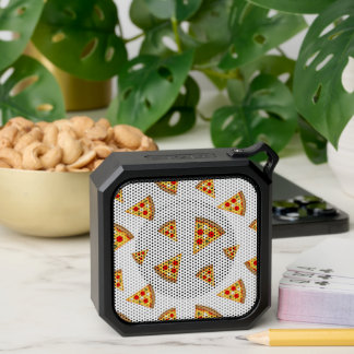 Cool and fun pizza slices pattern white bluetooth speaker