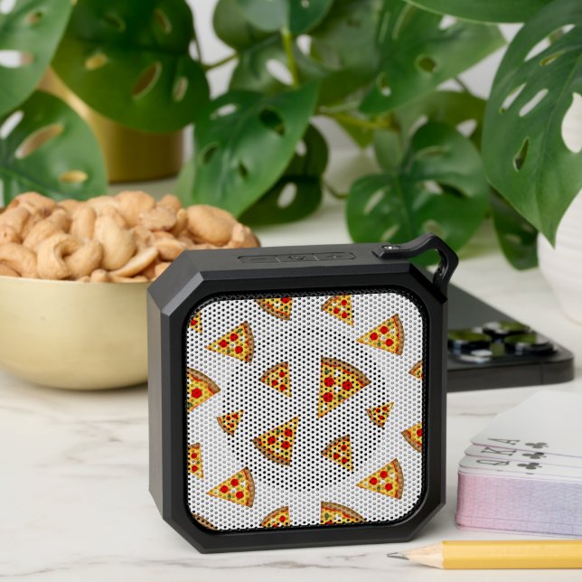 Cool and fun pizza slices pattern white bluetooth speaker (Insitu(Table))