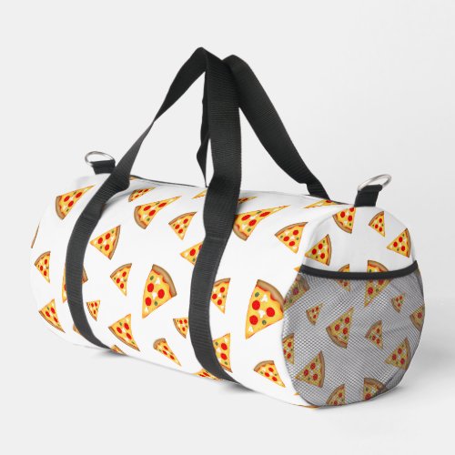 Cool and fun pizza slices pattern white duffle bag