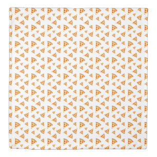 Cool and fun pizza slices pattern white duvet cover