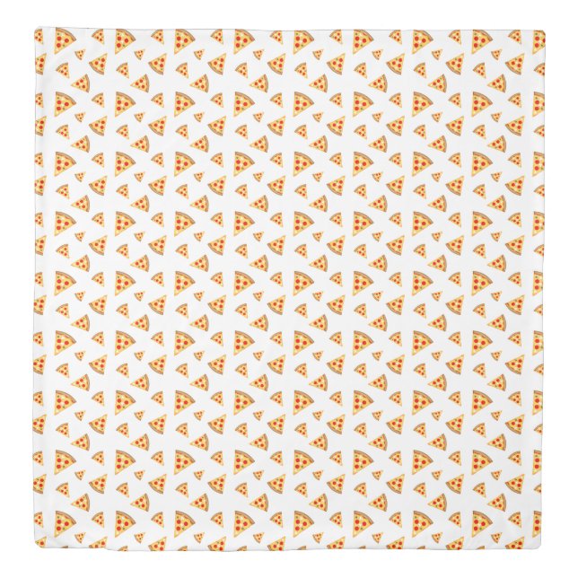 Cool and fun pizza slices pattern white duvet cover (Front)